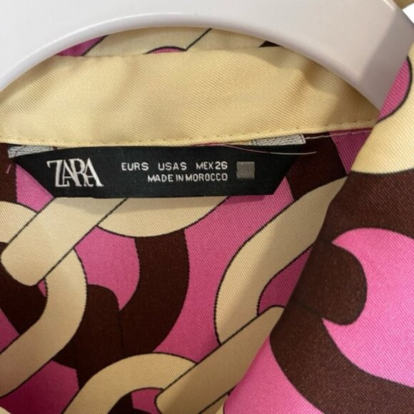 Zara - Chain Print Satin Blouse - S - Picture 5 of 9
